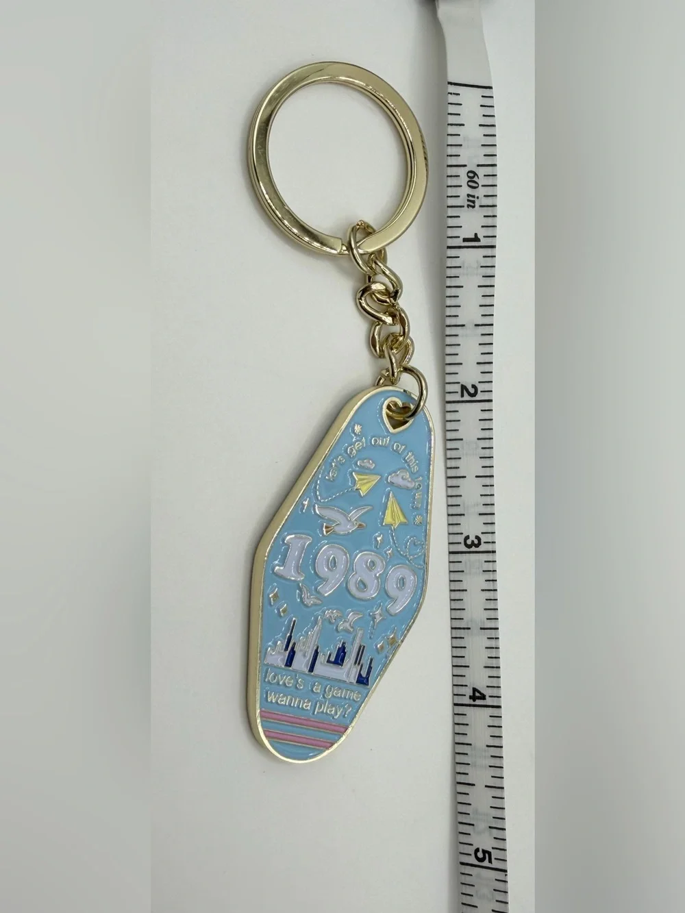 1989 Inspired Motel Keychain Blue Enamel Key Ring New Gift Fan Accessory T Swift